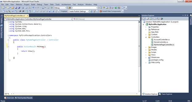Change Method name Index to MVCHome
